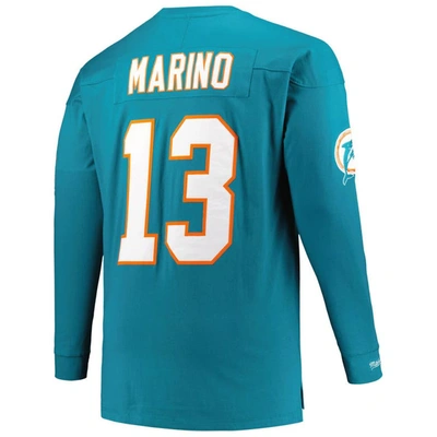 Shop Mitchell & Ness Dan Marino Aqua Miami Dolphins Big & Tall Cut & Sew Player Name & Number Long Sleeve