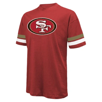 Majestic Men's  Threads Christian Mccaffrey Scarlet Distressed San Francisco 49ers Name And Number Ov In Scarlet