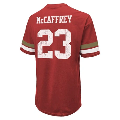 Majestic Men's  Threads Christian Mccaffrey Scarlet Distressed San Francisco 49ers Name And Number Ov In Scarlet