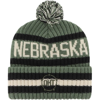 Shop 47 ' Green Nebraska Huskers Oht Military Appreciation Bering Cuffed Knit Hat With Pom