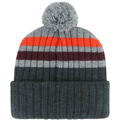 Shop 47 ' Charcoal Virginia Tech Hokies Stack Striped Cuffed Knit Hat With Pom