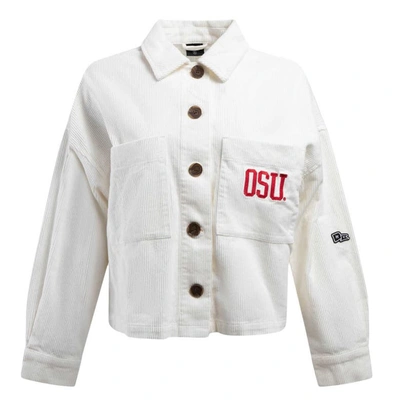 Shop Hype And Vice Cream Ohio State Buckeyes Corduroy Button-up Jacket In White