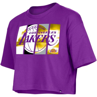 Shop New Era Purple Los Angeles Lakers Cropped T-shirt