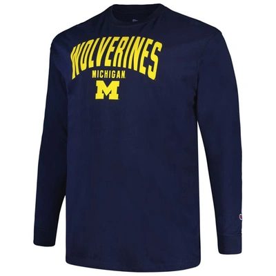 Shop Champion Navy Michigan Wolverines Big & Tall Arch Long Sleeve T-shirt