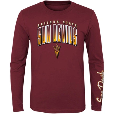 Shop Outerstuff Preschool Maroon/gold Arizona State Sun Devils Fan Wave Short & Long Sleeve T-shirt Combo Pack