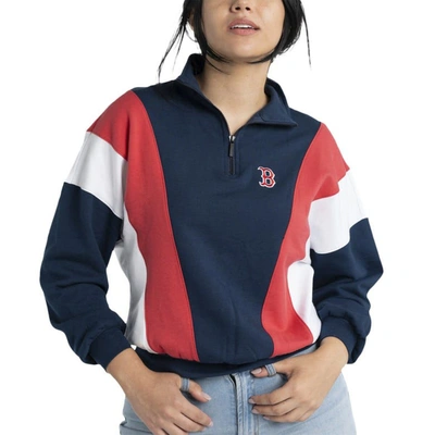 Shop Lusso Navy Boston Red Sox Malia Quarter-zip Sweatshirt