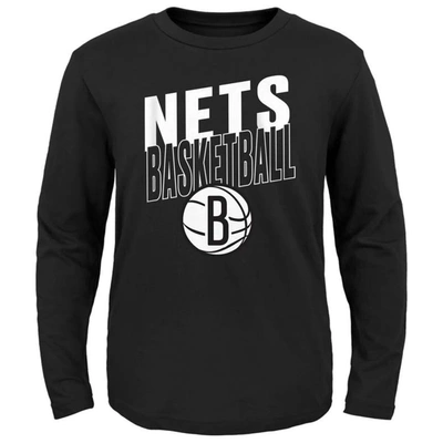 Shop Outerstuff Preschool Black Brooklyn Nets Showtime Long Sleeve T-shirt