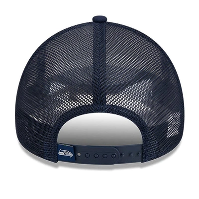 Shop New Era White/college Navy Seattle Seahawks Stacked A-frame Trucker 9forty Adjustable Hat