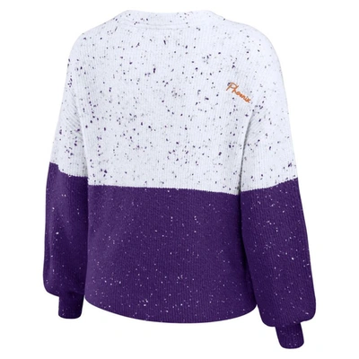 Wear By Erin Andrews Women's  White, Purple Phoenix Suns Color-block Pullover Sweater In White