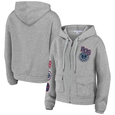 Shop Wear By Erin Andrews Gray Boston Red Sox Full-zip Hoodie