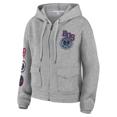 Shop Wear By Erin Andrews Gray Boston Red Sox Full-zip Hoodie