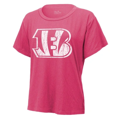 Shop Majestic Threads Joe Burrow Pink Cincinnati Bengals Name & Number T-shirt