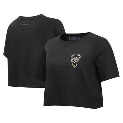 Shop Pro Standard Black Milwaukee Bucks Holiday Glam Boxy T-shirt