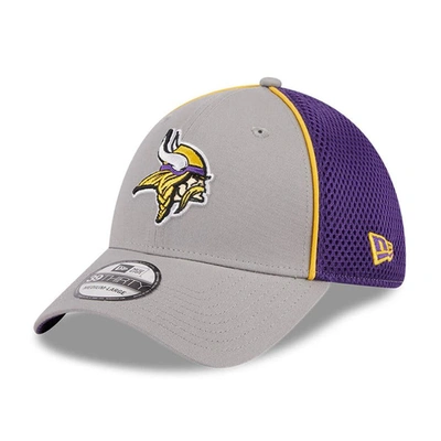 Shop New Era Gray Minnesota Vikings  Pipe 39thirty Flex Hat