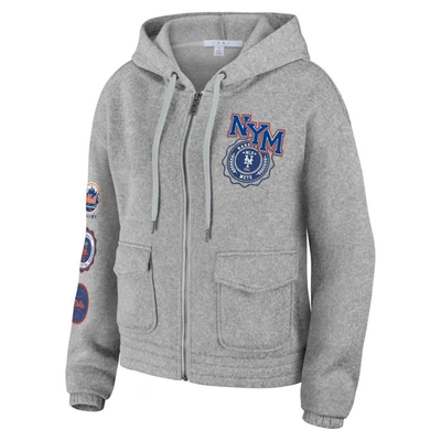 Shop Wear By Erin Andrews Gray New York Mets Full-zip Hoodie