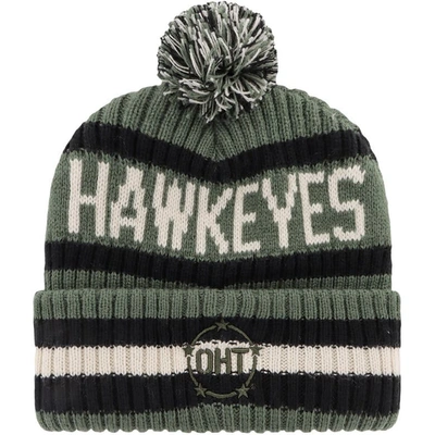 Shop 47 ' Green Iowa Hawkeyes Oht Military Appreciation Bering Cuffed Knit Hat With Pom