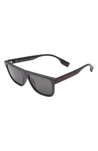 Shop Burberry 56mm Square Sunglasses In Matte Black