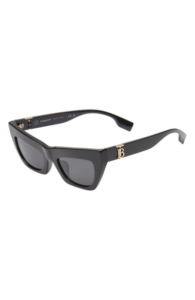 Burberry Be4405f Tb Monogram Acetate Cat-eye Sunglasses In Black