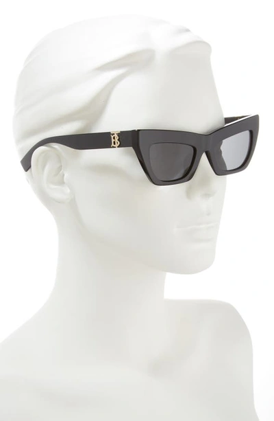 Burberry Be4405f Tb Monogram Acetate Cat-eye Sunglasses In Black