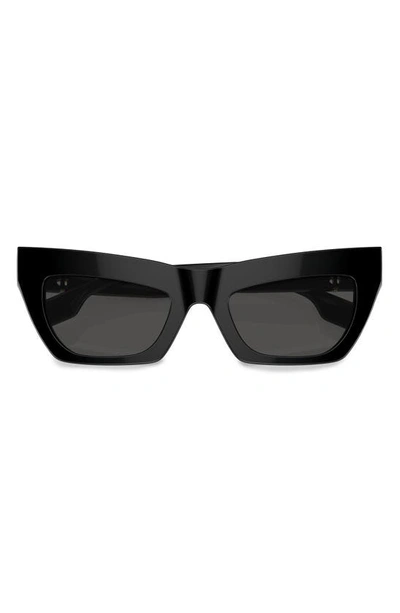 Burberry Be4405f Tb Monogram Acetate Cat-eye Sunglasses In Black