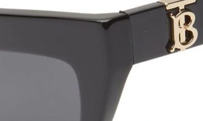 Burberry Be4405f Tb Monogram Acetate Cat-eye Sunglasses In Black
