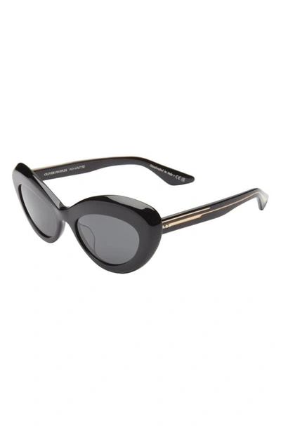 Shop Oliver Peoples X Khaite 1968c 53mm Oval Sunglasses In Black