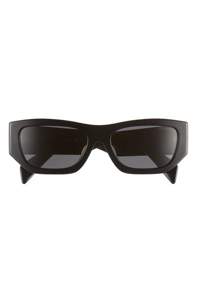 Shop Prada 55mm Rectangular Sunglasses In Black