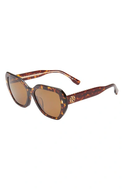 Shop Tory Burch 55mm Polarized Cat Eye Sunglasses In Dark Tortoise