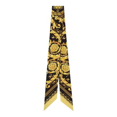 Shop Versace Barocco Silk Scarf Tie In Black