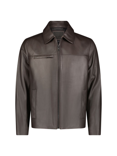 Shop Andrew Marc Men's Damour Matte Leather Jacket In Espresso