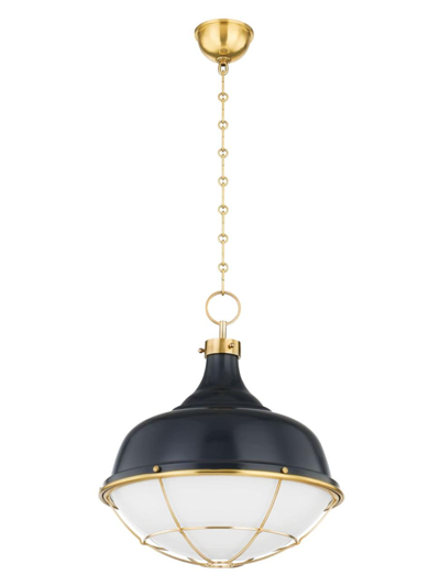 Shop Hudson Valley Lighting Holkham 1-light Pendant In Aged Brass Dark Blue