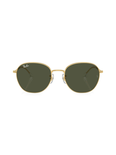Shop Ray Ban Women's Rb3809 55mm Round Sunglasses In Gold Flash Green