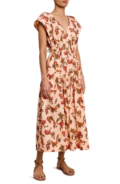 Shop A.l.c August Floral Print Dress In Peach Dust Multi