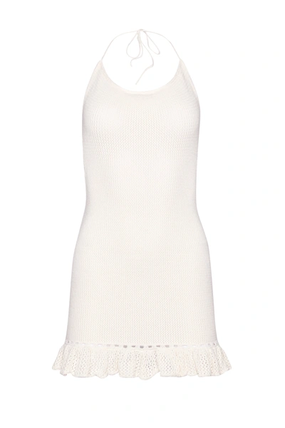 Shop Danielle Guizio Ny Crochet Halter Mini Dress In White