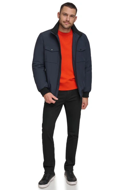 Calvin Klein Men's Flextech Solid Bomber Jacket In Navy