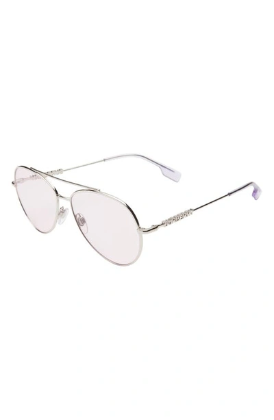 Shop Burberry 58mm Polarized Aviator Sunglasses In Pink