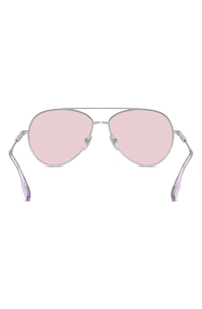 Shop Burberry 58mm Polarized Aviator Sunglasses In Pink