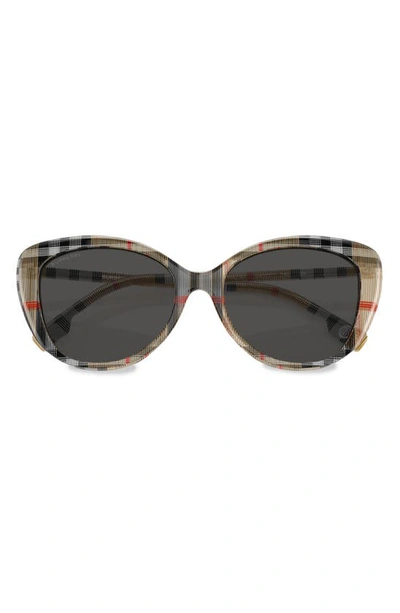Shop Burberry 54mm Cat Eye Sunglasses In Rubber Gunmetal