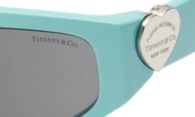 Shop Tiffany & Co 59mm Irregular Wrap Sunglasses In Dark Grey