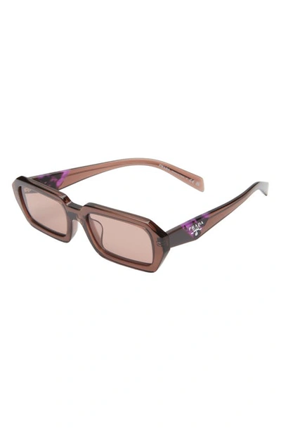Shop Prada 54mm Rectangular Sunglasses In Lite Brown