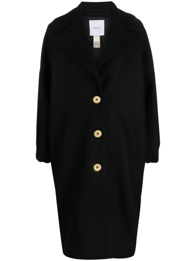 Shop Patou Black Virgin Wool Blend Coat In Nero