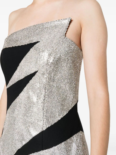 Shop Nué Silver-tone Stretch-silk Dress In Nero