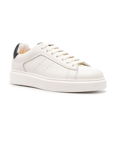 Shop Doucal's White Calf Leather Sneakers In Bianco