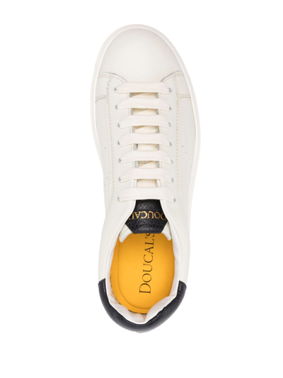 Shop Doucal's White Calf Leather Sneakers In Bianco