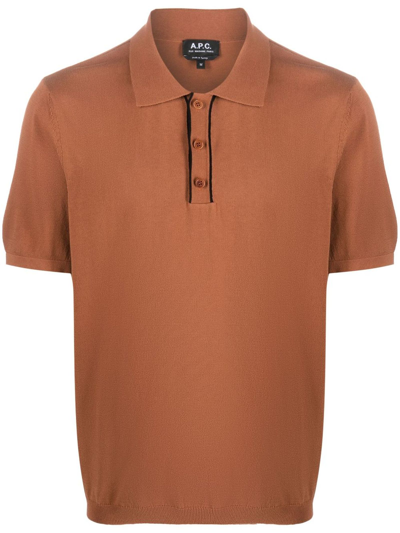 Shop Apc Camel Brown Cotton Polo Shirt In Marrone
