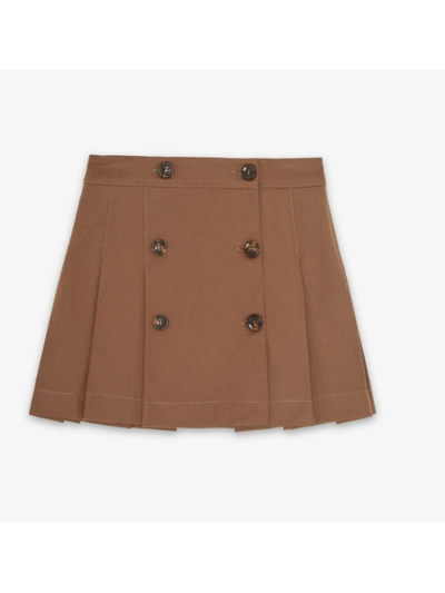 Shop Fendi Brown Gabardine Skirt In Marrone
