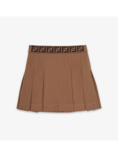 Shop Fendi Brown Gabardine Skirt In Marrone