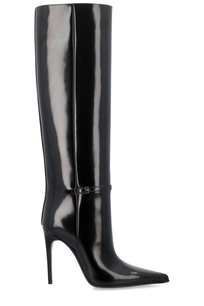Shop Saint Laurent Vendome Buckle Detailed Boots In Black