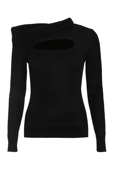Shop Isabel Marant Asymmetric Shoulder Knitted Jumper In Black