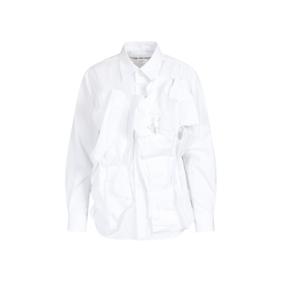 Shop Comme Des Garçons 3d Tonal Embellishment Sleeved Blouse In White